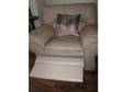 beige 3 seater leather settee   1 reclining chair. beige....