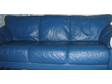 £100 - BLUE LEATHER3-SEATER sofa,  In good