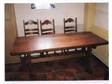 Oak dining table with 6 oak chairs. Oak bench-style....