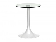 Ambersham White High Gloss And Clear Glass Small Lamp Table 40cm